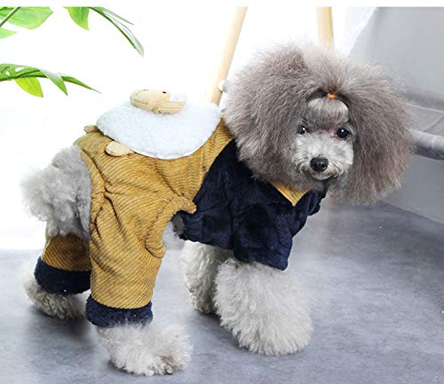 TAYIBO Ropa de Abrigo Abrigada para Perros pequeños,Ropa para Perros, Peluche, Ropa de Cuatro Patas, Babero Engrosado y Terciopelo - Caqui_L