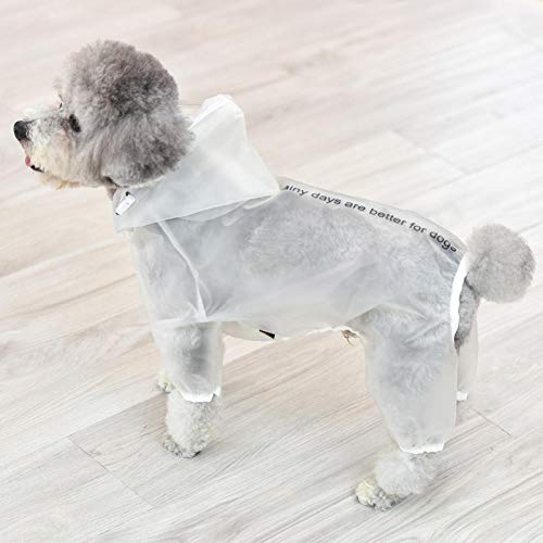 TAYIBO Ropa Perro Pequeño Invierno Casual,Impermeable para Cachorros de Cuatro pies, Impermeable y Transparente, Poncho de Peluche para Mascotas - Blanco_26