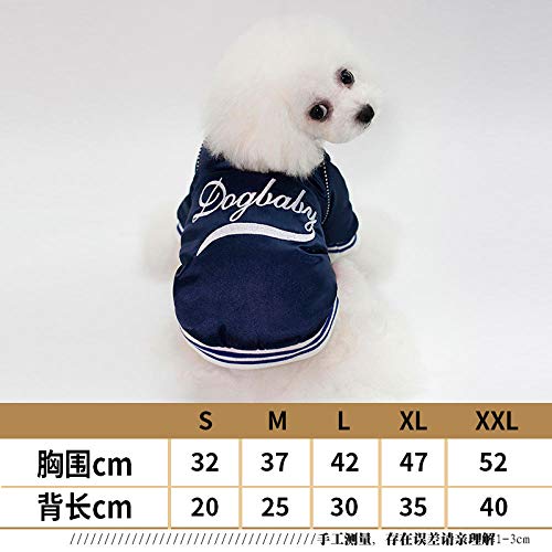 TAYIBO Ropa Perro Pequeño Invierno Casual,Ropa de Peluche de Invierno, suéter de Felpa para Mascotas, Uniforme de béisbol - Azul_S