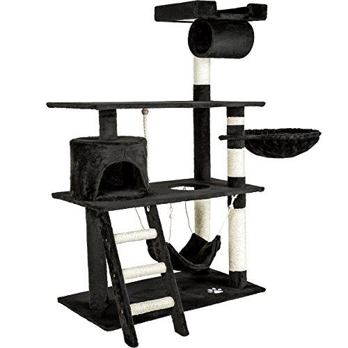 TecTake Rascador para Gatos Árbol para Gatos Sisal Juguetes 141 cm (Negro | no. 401855)