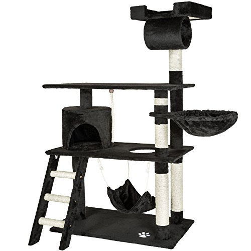 TecTake Rascador para Gatos Árbol para Gatos Sisal Juguetes 141 cm (Negro | no. 401855)