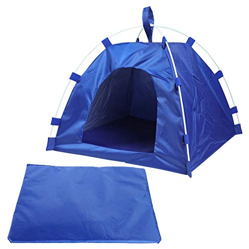 TFWJ Mascotas Carpas Casa Portátil Respirable Plegable al Aire Libre Cómodo Patio Porche Balcón Viajes Oxford Paño Perrera,Blue