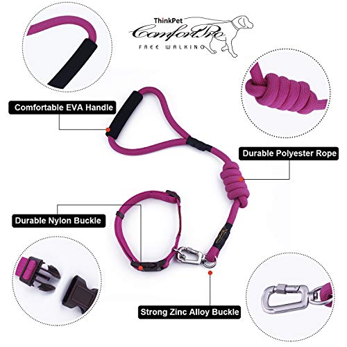 ThinkPet ComfortPro Kit de Correa y Collar Perro Conjunto Correa de Cuerda Resistente y Collar Ajustable para Perros Mediano Grande para Paseo