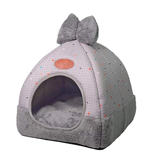 TianBin Moda Plegable Nido de Mascotas Otoño e Invierno Cerrado Perrera Hay un Arco en Top (Gris#2, M)