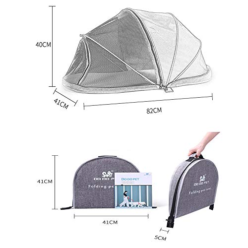 Tienda De Casas para Perros, Plegable Portátil para Acampar Al Aire Libre Casa para Perros Cómoda Cama para Mascotas De Viaje, Tienda para Ejercicios con Parque De Transporte, Camping (Gray,All Net)