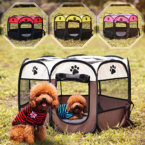 Tienda de mascotas tienda portable plegable for perro gato del perro de la jaula parque infantil del perrito de la perrera Fácil Operación octogonal Fence artículos for exteriores Extremadamente Suave