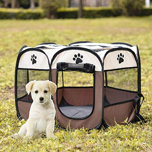 Tienda de mascotas tienda portable plegable for perro gato del perro de la jaula parque infantil del perrito de la perrera Fácil Operación octogonal Fence artículos for exteriores Extremadamente Suave