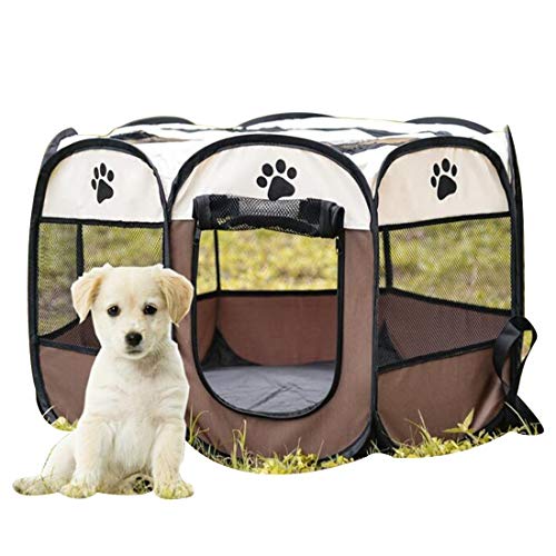 Tienda de mascotas tienda portable plegable for perro gato del perro de la jaula parque infantil del perrito de la perrera Fácil Operación octogonal Fence artículos for exteriores Extremadamente Suave