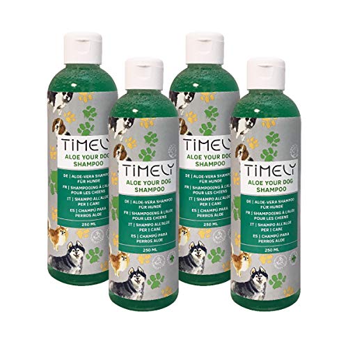 Timely - Aloe Your Dog, champú delicado para perros de pelo suave (pack de 4 x  250 ml)