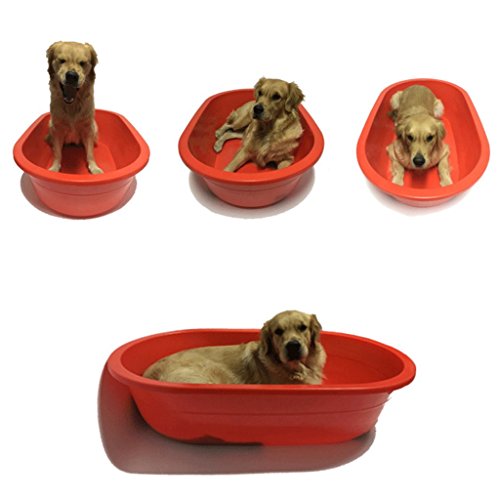 Tina de baño plástica del Perro, Tina de baño del Perro del Gato del Animal doméstico, Piscina del Animal doméstico Interior y al Aire Libre, 103 * 62.5 * 26.5cm, Rojo