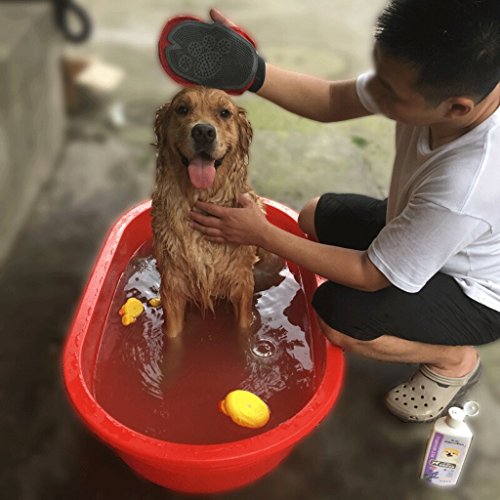 Tina de baño plástica del Perro, Tina de baño del Perro del Gato del Animal doméstico, Piscina del Animal doméstico Interior y al Aire Libre, 103 * 62.5 * 26.5cm, Rojo