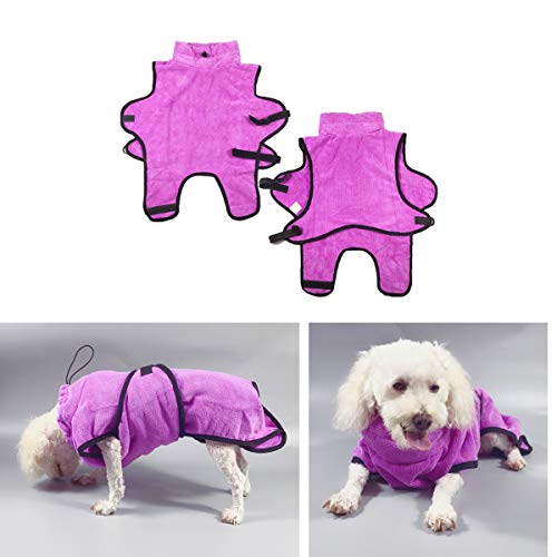 Tineer Albornoz para Mascotas Super Absorbente de Agua Toalla de baño del Perrito Albornoz Suave de Secado rápido Mantiene a tu Perro Gato Limpio y cálido Manta (XL, Púrpura)