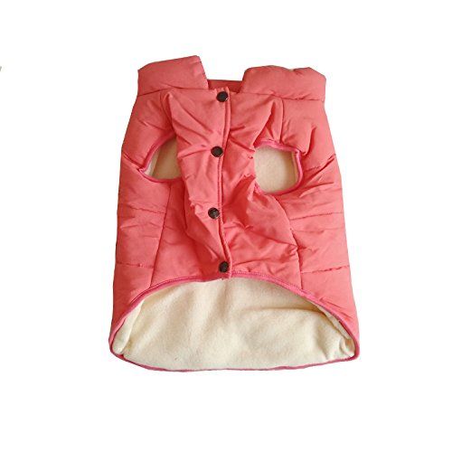 Tineer con Capucha Linda Chaqueta de la Capa del Animal doméstico del Perro de Perrito Ropa de Invierno Bulldog francés con Capucha Caliente Juego del Chaleco (S, Rosado)