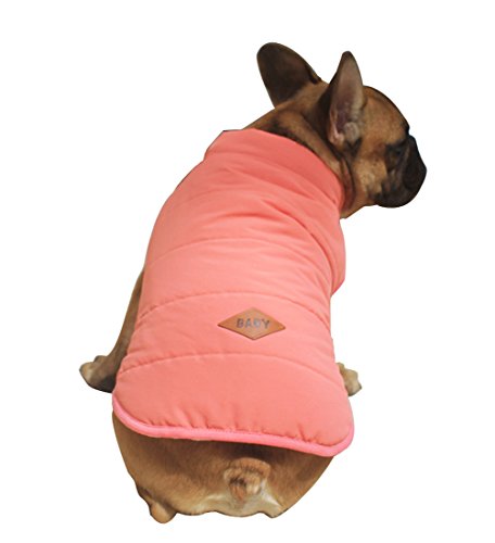 Tineer con Capucha Linda Chaqueta de la Capa del Animal doméstico del Perro de Perrito Ropa de Invierno Bulldog francés con Capucha Caliente Juego del Chaleco (S, Rosado)