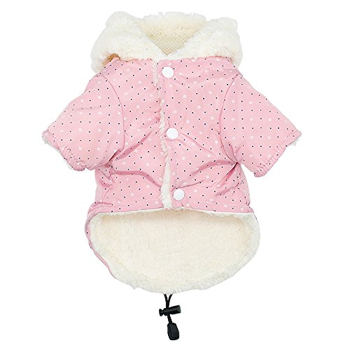 Tineer Pet Puppy Little Star Coat, Perro de Mascota Cálido Invierno Ropa Cachorro Suéter Ropa Ropa para Perros (S, Rosado)