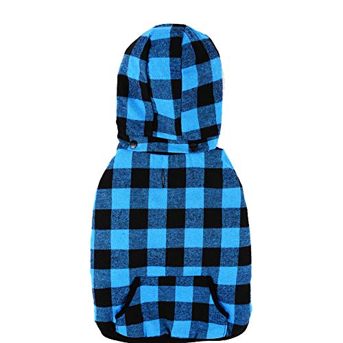 Tineer Ropa para perros grandes Mascota Suéter Ropa de rejilla para perros Cálido perrito extraíble Abrigos con capucha lindo Chaqueta a cuadros Sudaderas con capucha 6 tamaños (XXXL, Blue)