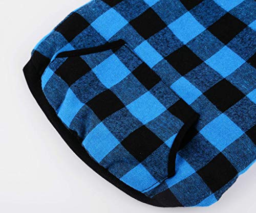 Tineer Ropa para perros grandes Mascota Suéter Ropa de rejilla para perros Cálido perrito extraíble Abrigos con capucha lindo Chaqueta a cuadros Sudaderas con capucha 6 tamaños (XXXL, Blue)