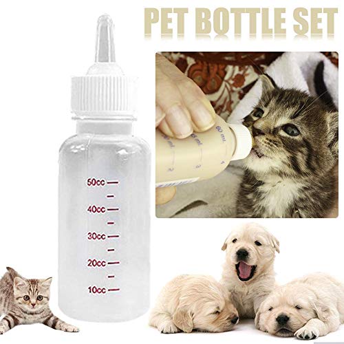 Tingtin 50 ml Recién Nacido Mascota pequeña Perro Cachorro Gato Gatito Conejo Leche Cuidado de enfermería Pup Pup Milk Milk Feeding Bottle (Blanco)