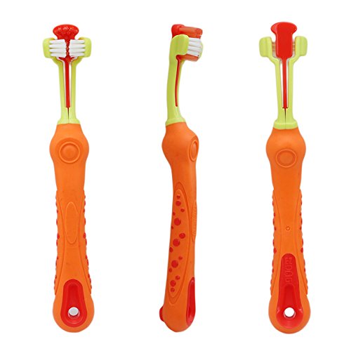 TOOGOO 1pz Cepillo de Dientes para Mascotas Cuidado de los Dientes sarro Mal Aliento de adicion Suministros de Limpieza para Gato Perro-Naranja