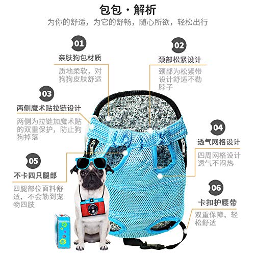 topluhj Mochila del Perro, Cofre de Hombro portátil Paquete Bolso para Perros Gatos,Mascotas Bolsa Carrier Backpack,Viaje Transporte para Senderismo Camping Blue Ocean_M