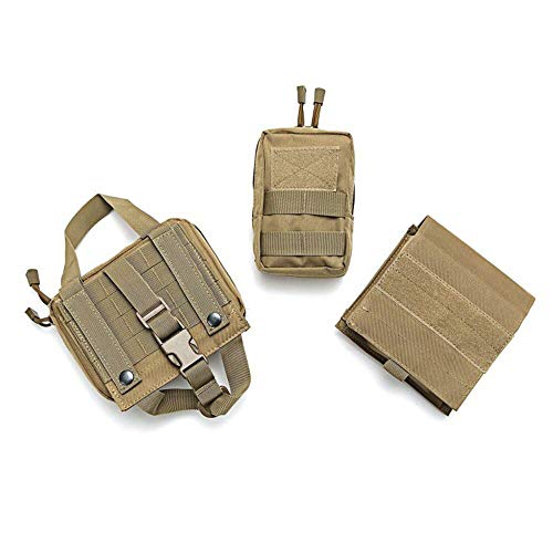 TopTie Chaleco de Perro táctico Arnés de Entrenamiento Molle para Perros con 3 Bolsas Desmontables Mochila para Perro Army K9 con Asas para la Raza Mediana Grande Green S