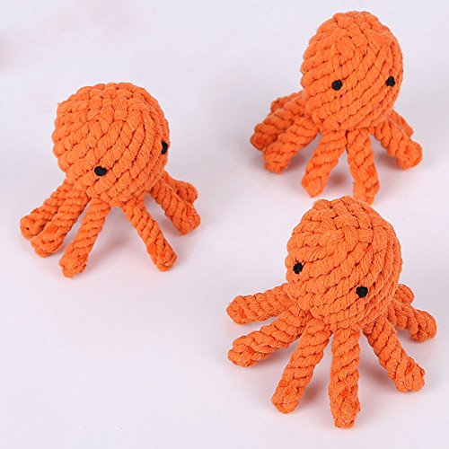 Toruiwa Animal Octopus Cuerda de algodón tejido mascota juguete resistente al beso masticar dientes juguete de entrenamiento para mascota gato perro mascota suministros 1 pieza Color al azar