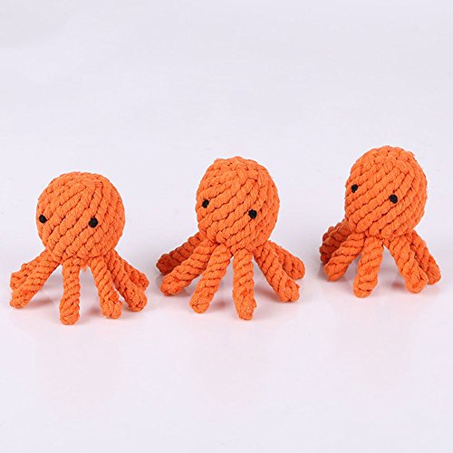 Toruiwa Animal Octopus Cuerda de algodón tejido mascota juguete resistente al beso masticar dientes juguete de entrenamiento para mascota gato perro mascota suministros 1 pieza Color al azar