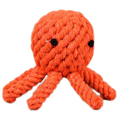 Toruiwa Animal Octopus Cuerda de algodón tejido mascota juguete resistente al beso masticar dientes juguete de entrenamiento para mascota gato perro mascota suministros 1 pieza Color al azar