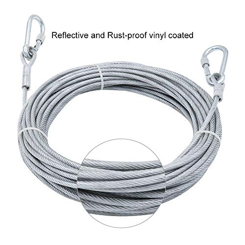 Tresbro Cable para Correr de Perro, Sistema de Correa para Correr con Atado de Perro, 50 pies de Cadena para Perros de hasta 250 Libras