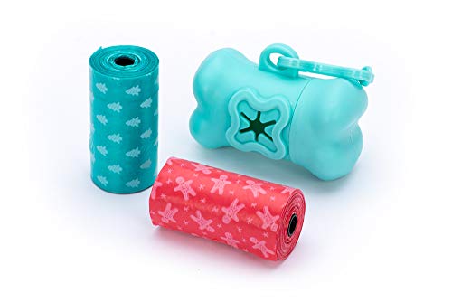 Tri-Coastal Design - Repuestos de Bolsas para Excrementos de Perro y Dispensador de Clip con Forma de Hueso (Bright Beet)