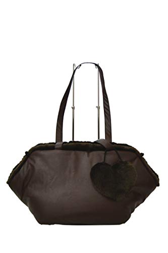 Trilly tutti Brilli wandy Todos Brille Bolso de Piel sintética con Interior de Eco Pelo, Ganchos de Seguridad Interior y Corazón Porta Bolsas, Marrón – 1 Producto