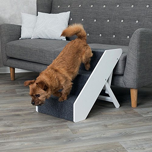 Trixie 39488 - Escalera para Animales de compañía (Ajustable, 3 Niveles, 40 x 67 cm), Color Blanco