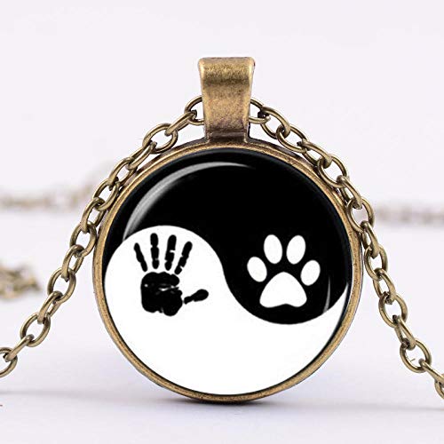 TTDAltd Collar Collar De Huellas De Manos Y Huellas Tai Chi Yin Yang Mascota Humana Perro Paw Print Fotos Colgante Amigos Joyería-Estilo 9