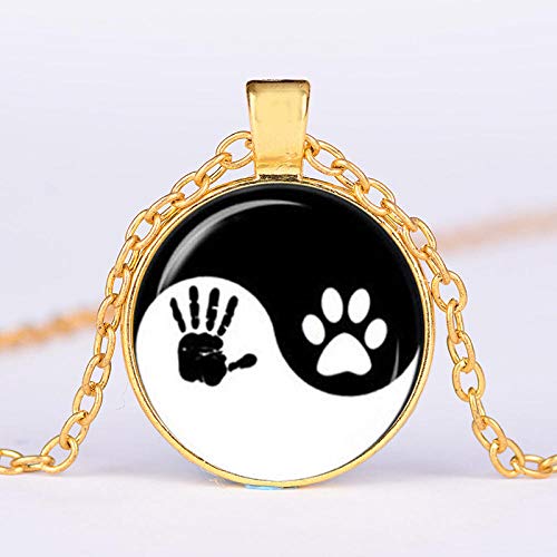 TTDAltd Collar Collar De Huellas De Manos Y Huellas Tai Chi Yin Yang Mascota Humana Perro Paw Print Fotos Colgante Amigos Joyería-Estilo 9