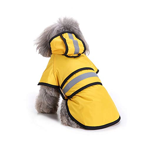 TUOTANG Chubasquero para Perros Impermeable para Mascotas Poncho de Ropa para Perros, Impermeable, Ligero, Reflectante,Amarillo,X-Large