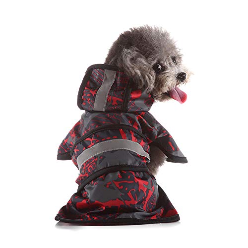 TUOTANG Chubasquero para Perros Impermeable para Mascotas Poncho de Ropa para Perros, Impermeable, Ligero, Reflectante,Rojo 1,Medium