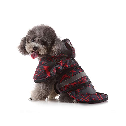 TUOTANG Chubasquero para Perros Impermeable para Mascotas Poncho de Ropa para Perros, Impermeable, Ligero, Reflectante,Rojo 1,Medium