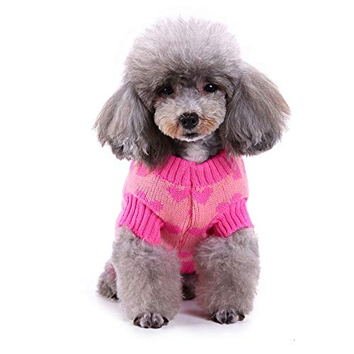 TUOTANG Suéter Ropa para Mascotas Ropa para Perros con Cuello Alto y Rayas Christmas Snowflake Dog Sweater Otoño e Invierno,Color 5,M