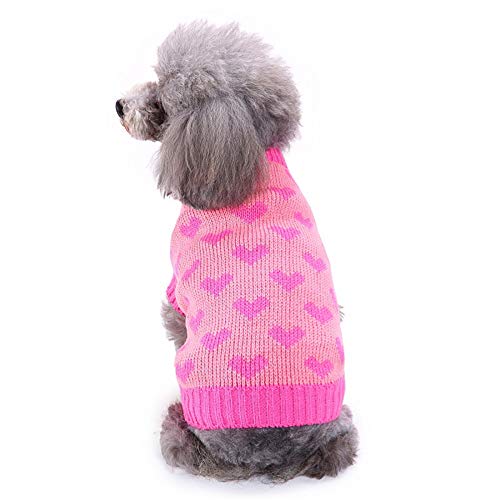 TUOTANG Suéter Ropa para Mascotas Ropa para Perros con Cuello Alto y Rayas Christmas Snowflake Dog Sweater Otoño e Invierno,Color 5,M