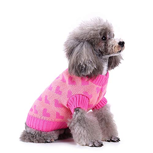 TUOTANG Suéter Ropa para Mascotas Ropa para Perros con Cuello Alto y Rayas Christmas Snowflake Dog Sweater Otoño e Invierno,Color 5,M