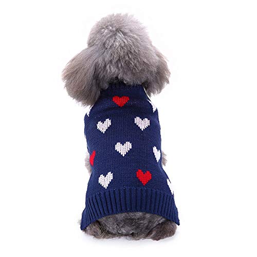 TUOTANG Suéter Ropa para Mascotas Ropa para Perros con Cuello Alto y Rayas Christmas Snowflake Dog Sweater Otoño e Invierno,Color 6,S