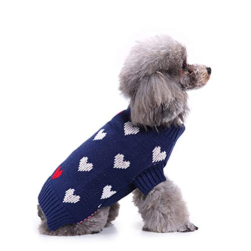 TUOTANG Suéter Ropa para Mascotas Ropa para Perros con Cuello Alto y Rayas Christmas Snowflake Dog Sweater Otoño e Invierno,Color 6,S