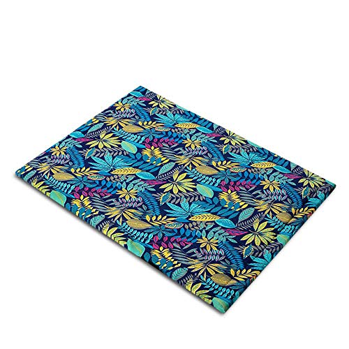 TuoTang Verano para Mascotas camada Grande Perrera Gato esteras de Tela Esterilla jerarquía del Animal doméstico de Lana de colchón Perrera Sentido,Selva Tropical Azul,M, 60 * 50cm