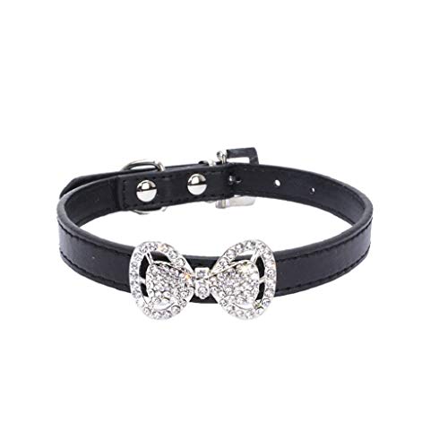 TWBB Collar Perro, Collares de Cuero para Perro y Gato Collar de Diamante con Bowknot para Mascotas Accesorios Pajarita Corbata para Cachorro Perrito Gatito Ajustable Colorida, 20-33cm