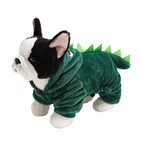 TWBB Ropa para Mascotas, Lindo Dinosaurio con Capucha Ropa para Mascota Perro Gato Manga Larga Abrigo Invierno Cálido Divertido Cachorro Disfraz para Yorkshire Terrier Chihuahua, XS-XL