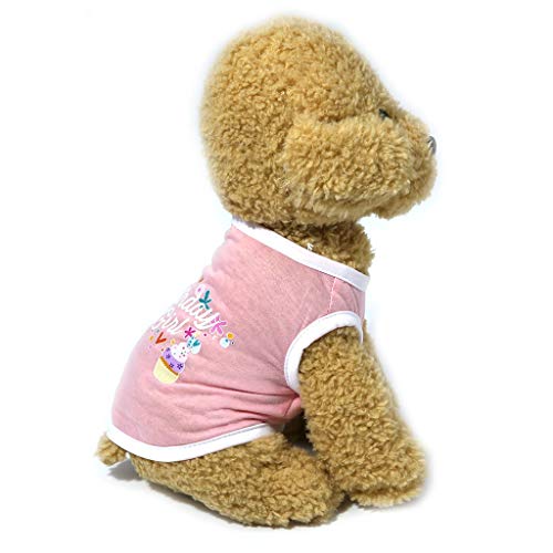 TWBB Ropa para Perros pequeños, Mascota Perro CumpleAños Camisa Chaleco Letra Impresa Camiseta Abrigo Mascotas Gato Ropa de Abrigo Camiseta para Pequeño Chihuahua Yorkshire Mascota Cachorros