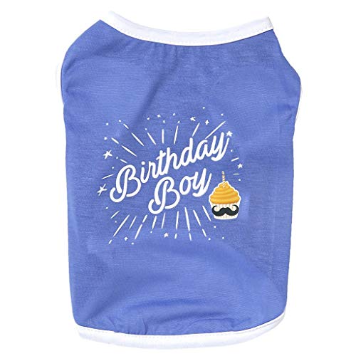 TWBB Ropa para Perros pequeños, Mascota Perro CumpleAños Camisa Chaleco Letra Impresa Camiseta Abrigo Mascotas Gato Ropa de Abrigo Camiseta para Pequeño Chihuahua Yorkshire Mascota Cachorros