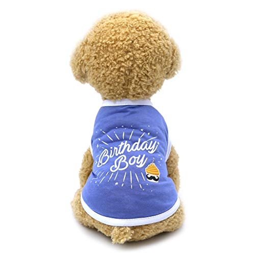 TWBB Ropa para Perros pequeños, Mascota Perro CumpleAños Camisa Chaleco Letra Impresa Camiseta Abrigo Mascotas Gato Ropa de Abrigo Camiseta para Pequeño Chihuahua Yorkshire Mascota Cachorros