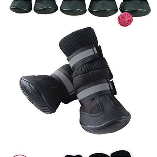 UEETEK Botas para Perros Antideslizantes Zapatos para Perros Impermeables Negro 4 Unidades Size S