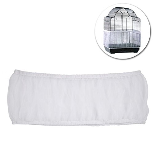 UEETEK Funda para Jaula Pájaro Aves Guardia Protector Falda de Jaula Pájaro Colector de Semillas Alimentos Malla Blanco Talla M